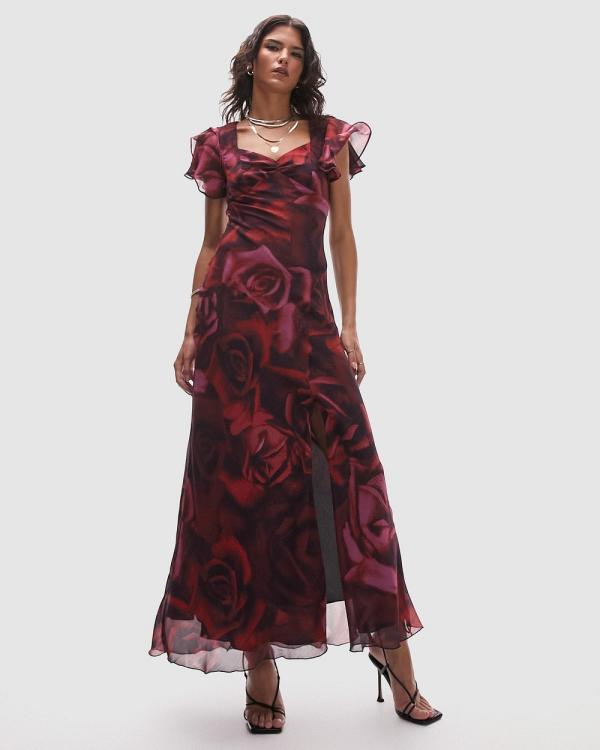TOPSHOP - Flutter Sleeve Maxi Dress - Printed Dresses (Multi) Flutter Sleeve Maxi Dress