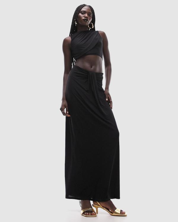 TOPSHOP - Jersey Draped Cut Out Midi Dress - Dresses (Black) Jersey Draped Cut Out Midi Dress