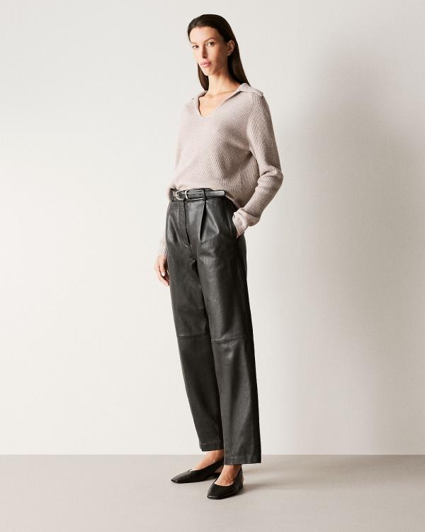 Trenery - Leather Pleat Front Pant - Pants (Black) Leather Pleat Front Pant
