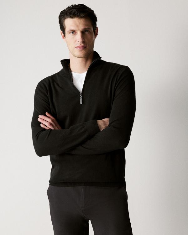 Trenery - Merino Half Zip Knit in Black - Shirts & Polos (Black) Merino Half Zip Knit in Black