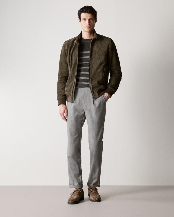 Trenery - Relaxed Fit Wool Blend Pleat Front Pant in Grey Melange - Pants (Grey) Relaxed Fit Wool Blend Pleat Front Pant in Grey Melange