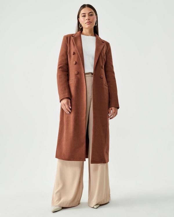 Tussah - Elle Longline Coat - Coats & Jackets (Rust) Elle Longline Coat