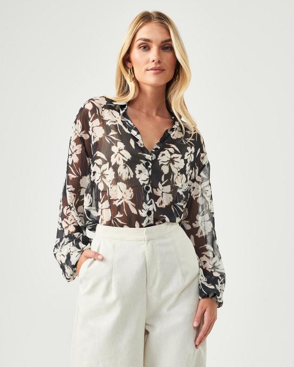 Tussah - Selena Shirt - Tops (Black/White Floral) Selena Shirt