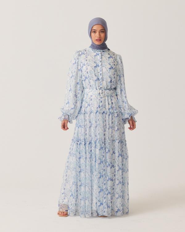 TWIICE - 'Aila' Modest Chiffon Maxi Dress - Dresses (Blue) 'Aila' Modest Chiffon Maxi Dress