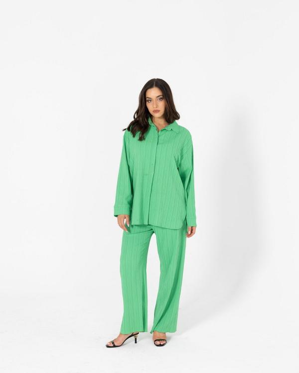 TWIICE - 'Aliyah' Crinkle Modest Pants - Pants (Green) 'Aliyah' Crinkle Modest Pants