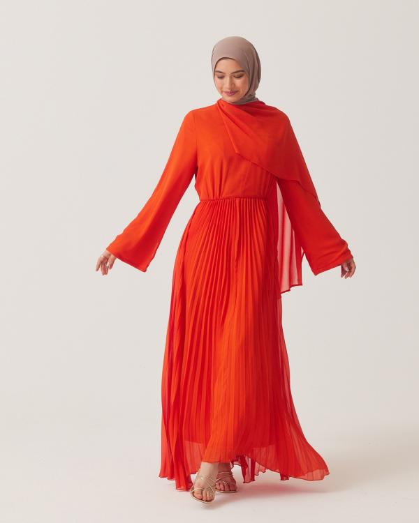 TWIICE - Camila Pleated Drape Maxi Dress - Dresses (Orange) Camila Pleated Drape Maxi Dress