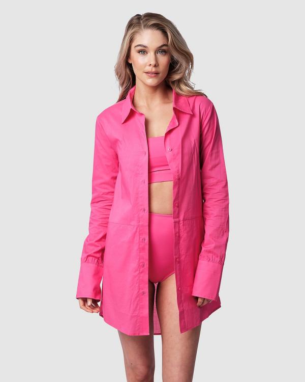 UNE PIECE - Beach Shirt Dress - Swimwear (Pink) Beach Shirt Dress