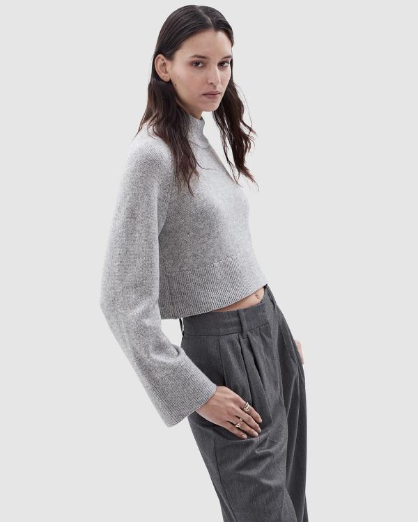 UNISON - Cropped High Neck Knit - Jumpers & Cardigans (Light Grey Marle) Cropped High Neck Knit