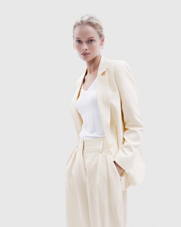 UNISON - Tailored Linen Blend Blazer - Coats & Jackets (Sandstone) Tailored Linen Blend Blazer