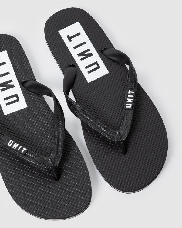 UNIT - Box Flip Flops - Thongs (BLACK WHITE) Box Flip Flops