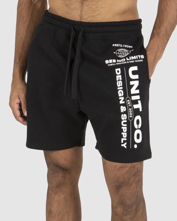 UNIT - UNIT Mens Worldwide 19 Track Shorts - Shorts (BLACK) UNIT Mens Worldwide 19 Track Shorts