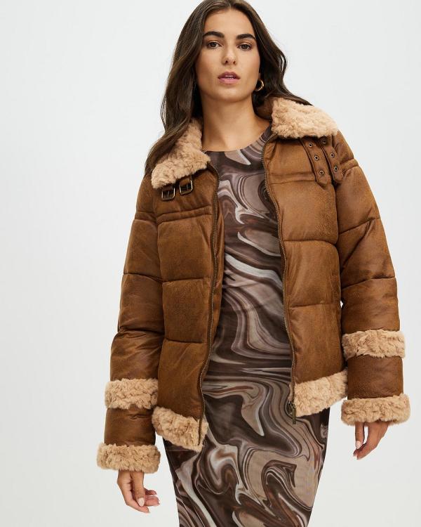 Unreal Fur - Ripple Puffer Jacket - Coats & Jackets (Truffle Brown) Ripple Puffer Jacket