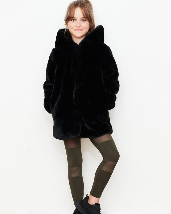 Urban Classics - UC Girls Hooded Teddy Coat - Coats & Jackets (Black) UC Girls Hooded Teddy Coat
