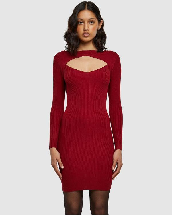 Urban Classics - UC Ladies Cut Out Dress - Bodycon Dresses (Burgundy) UC Ladies Cut Out Dress