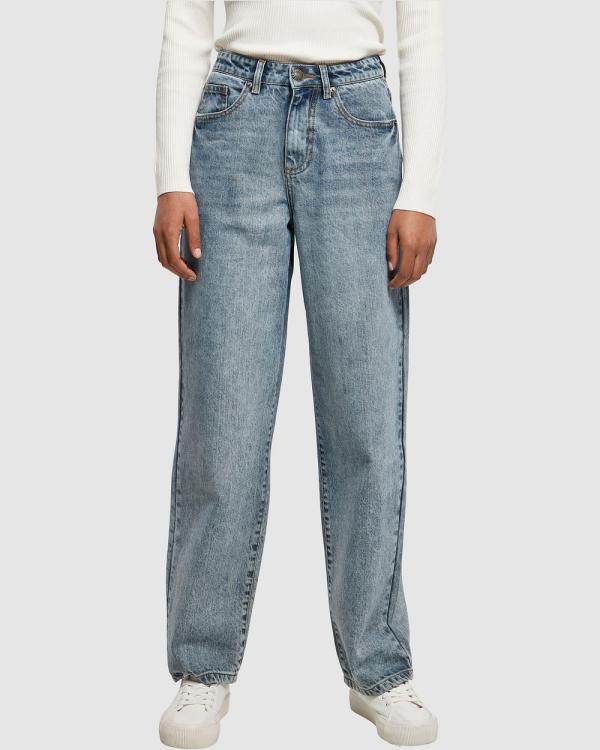 Urban Classics - UC Ladies High Waist 90's Wide Leg Denim Pants - Jeans (Washed Light Blue) UC Ladies High Waist 90's Wide Leg Denim Pants