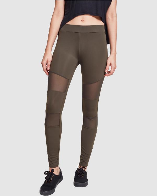 Urban Classics - UC Ladies Tech Mesh Leggings - Pants (Dark Olive) UC Ladies Tech Mesh Leggings