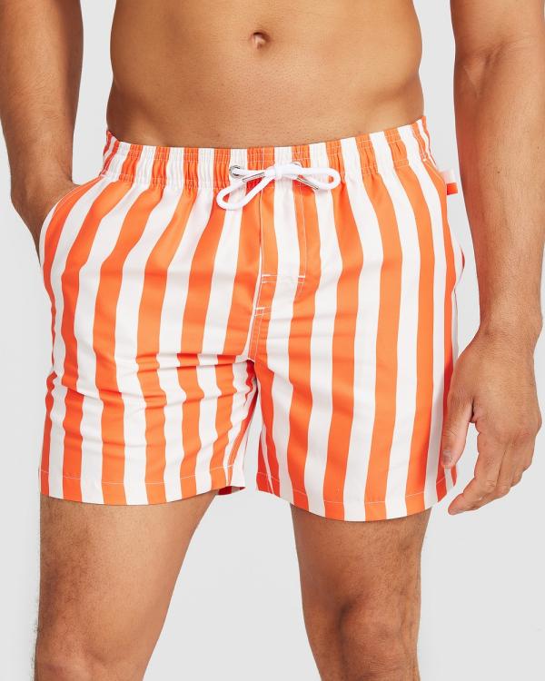 Vacay Swimwear - Bali Swim Shorts - Swimwear (Orange & White) Bali Swim Shorts