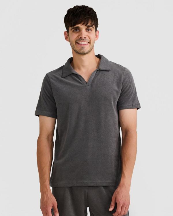 Vacay Swimwear - Charcoal Terry Polo - Casual shirts (Black) Charcoal Terry Polo