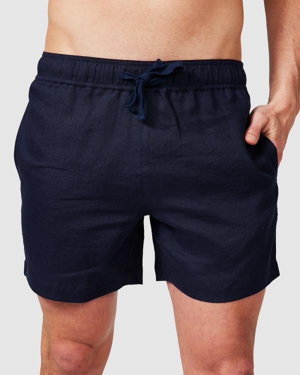 Vacay Swimwear - Navy Linen Shorts - Shorts (Navy Blue) Navy Linen Shorts