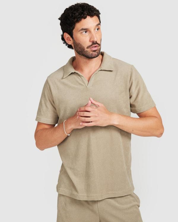 Vacay Swimwear - Olive Terry Polo - Casual shirts (Olive) Olive Terry Polo