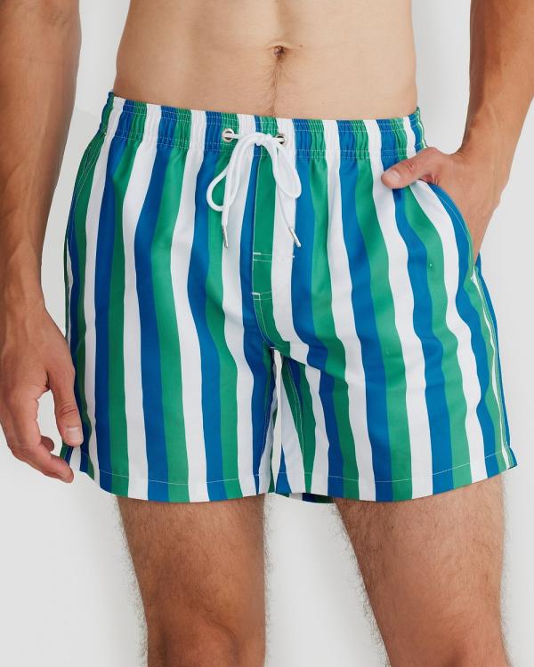 Vacay Swimwear - Toronto Swim Shorts - Shorts (Blue, Green & White) Toronto Swim Shorts