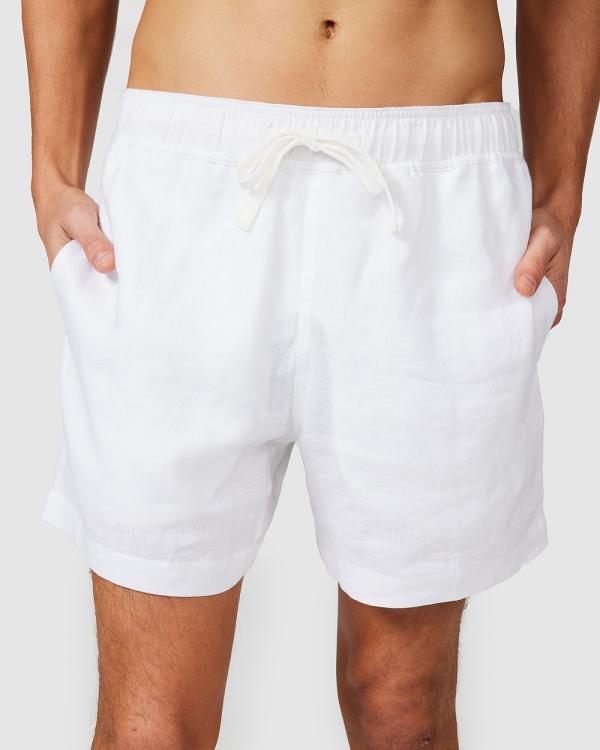Vacay Swimwear - White Linen Shorts - Shorts (White) White Linen Shorts
