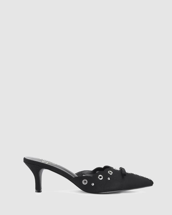 Verali - Ziggy Point Toe Kitten Heels - All Pumps (Black Micro) Ziggy Point Toe Kitten Heels