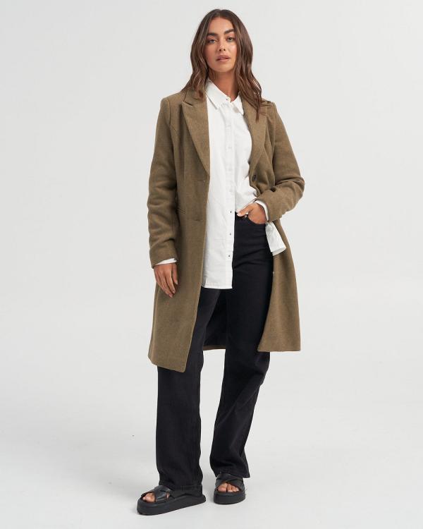 Vero Moda - Blaza Long Wool Coat - Tops (Brown) Blaza Long Wool Coat