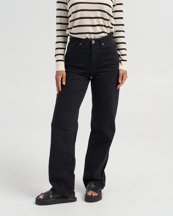 Vero Moda - Tessa High Waisted Wide Jeans - Tops (Black) Tessa High Waisted Wide Jeans