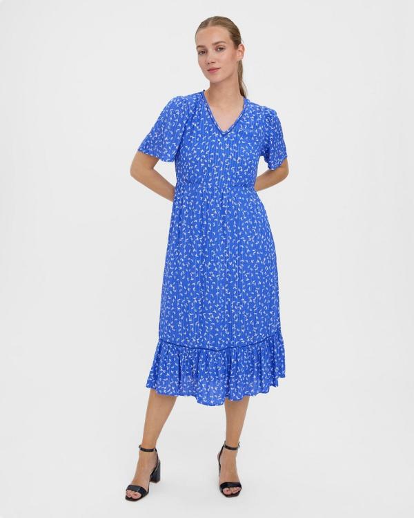 Vero Moda - Tirza V neck Dress - Printed Dresses (Blue) Tirza V-neck Dress