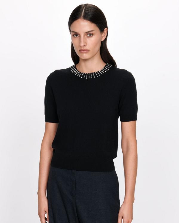 Veronika Maine - Beaded Short Sleeve Knit - Jumpers & Cardigans (990 Black) Beaded Short Sleeve Knit