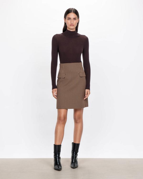 Veronika Maine - Deco Check Short Skirt - Pencil skirts (890 Black/Chocolate) Deco Check Short Skirt