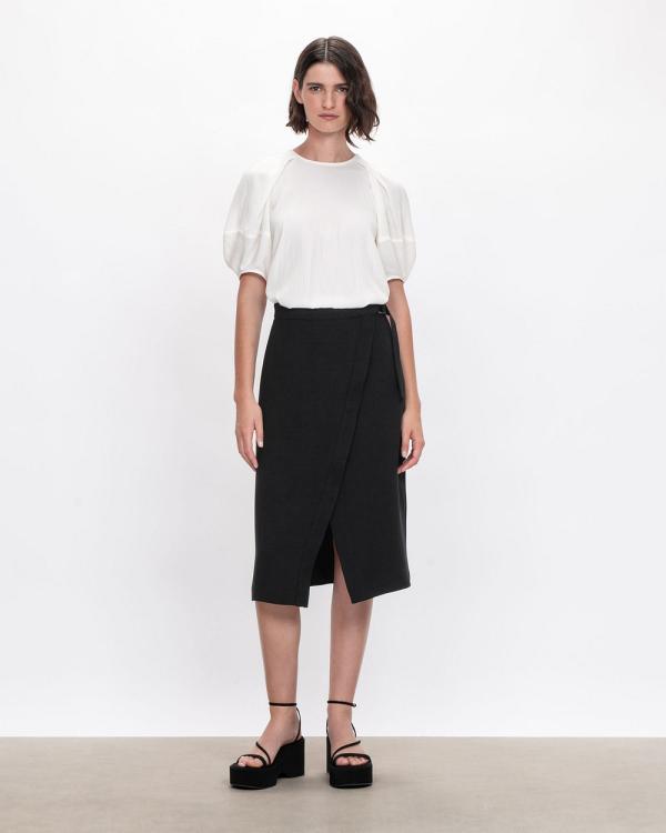 Veronika Maine - Double Weave Wrap A Line Skirt - Pencil skirts (990 Black) Double Weave Wrap A-Line Skirt