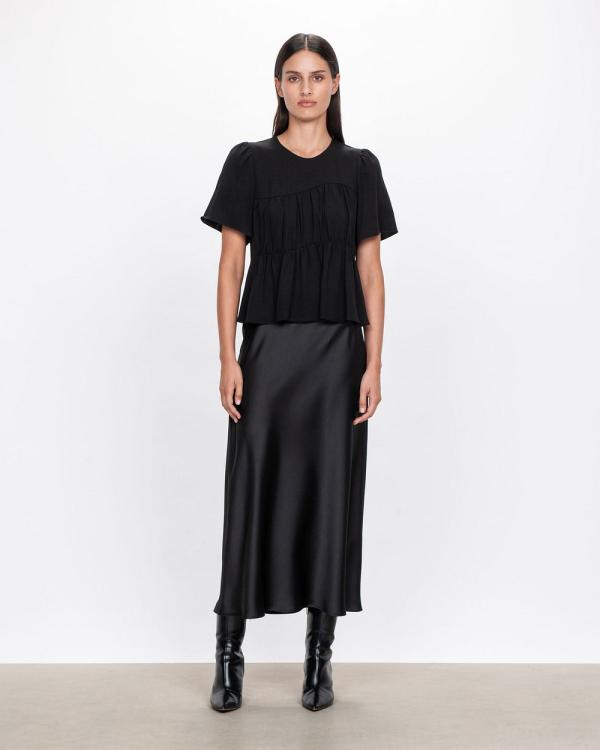 Veronika Maine - European Twill Gathered Top - T-Shirts & Singlets (990 Black) European Twill Gathered Top