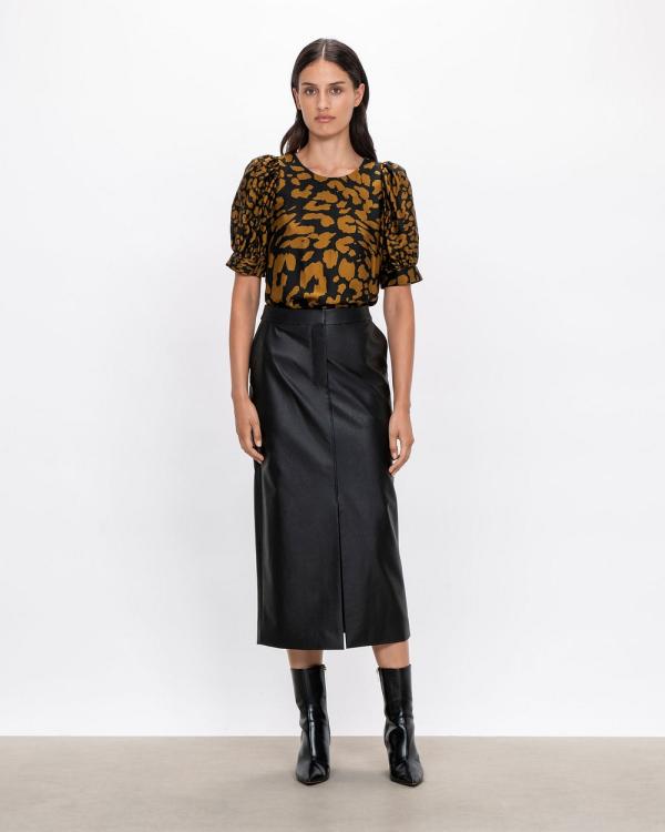 Veronika Maine - Faux Leather Pencil Skirt - Skirts (990 Black) Faux Leather Pencil Skirt