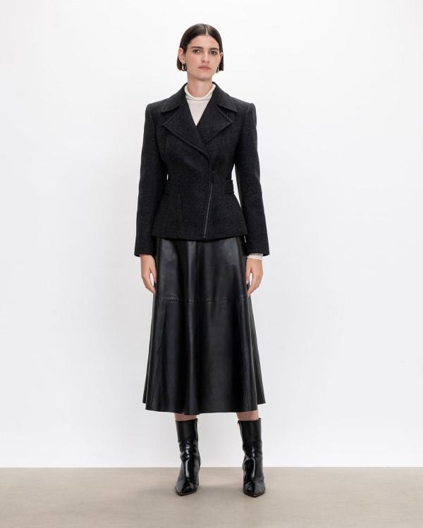 Veronika Maine - Wool Biker Coat - Coats & Jackets (950 Charcoal) Wool Biker Coat