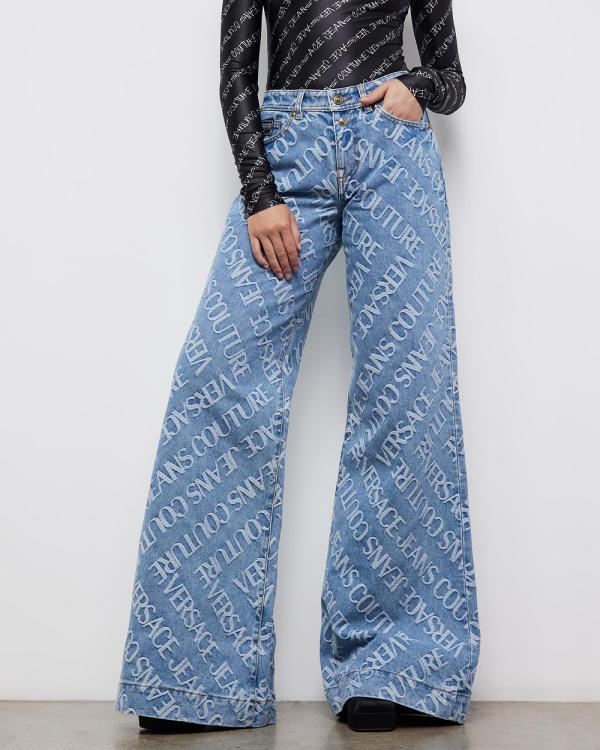 Versace Jeans Couture - Logo Wide Leg Jeans - Jeans (Indigo) Logo Wide-Leg Jeans