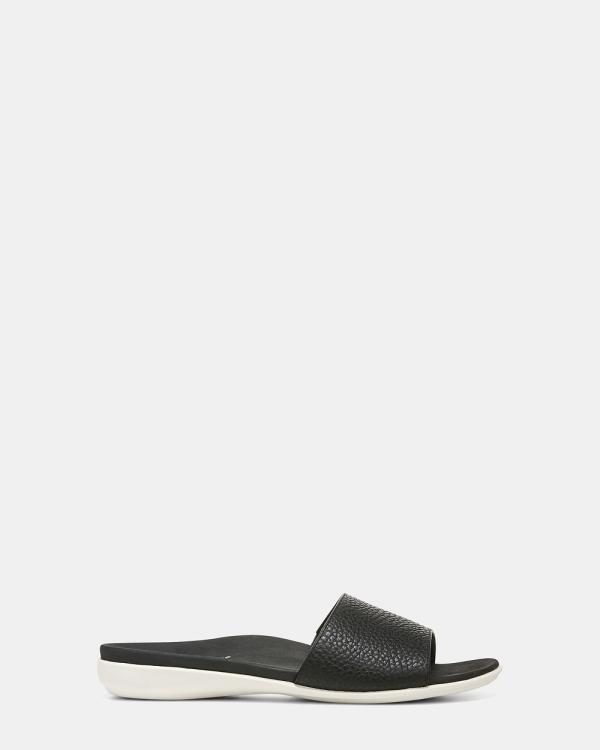 Vionic - Val Slide Sandals - Sandals (Black Tumble Leather) Val Slide Sandals