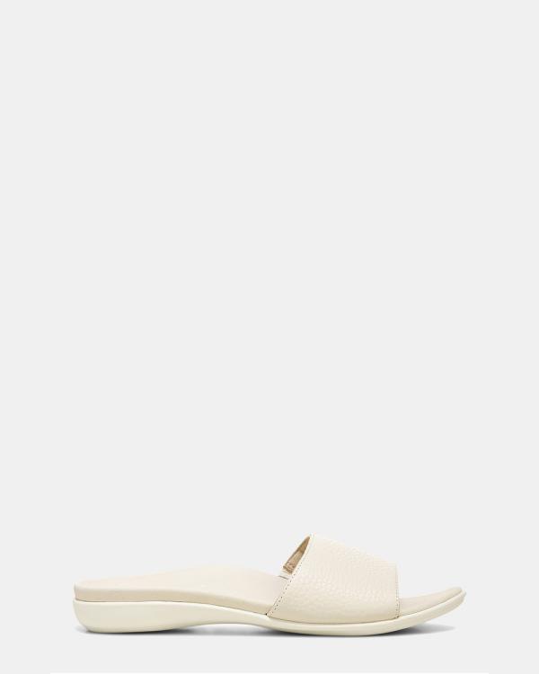 Vionic - Val Slide Sandals - Sandals (Cream Leather) Val Slide Sandals