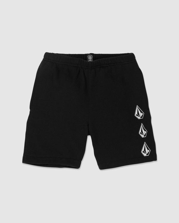Volcom - Iconic Stone Fleece Shorts   Kids - Shorts (Black) Iconic Stone Fleece Shorts - Kids