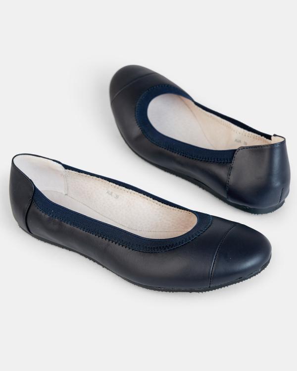 Walnut Melbourne - Ava Leather Ballet - Casual Shoes (Navy) Ava Leather Ballet