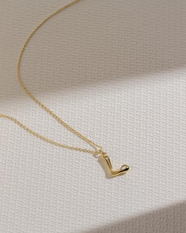 Wanderlust + Co - Alphabet Bubble Pendant Necklace   Letter L - Jewellery (Gold) Alphabet Bubble Pendant Necklace - Letter L
