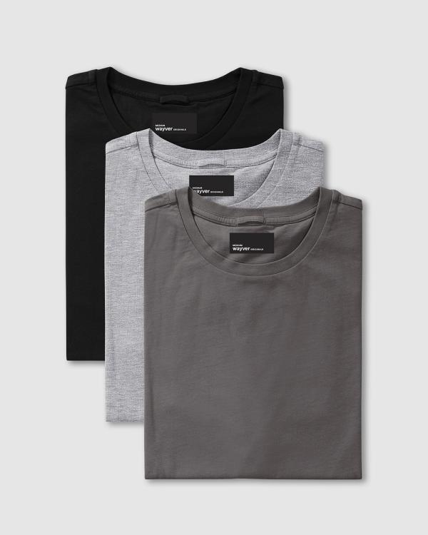Wayver - The Essential Crew Tee 3 Pack - Short Sleeve T-Shirts (Black, Light Grey & Rock) The Essential Crew Tee 3-Pack
