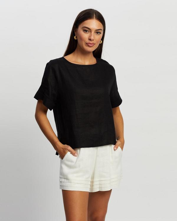 White By FTL - Marcia Linen Tee - T-Shirts & Singlets (Black) Marcia Linen Tee