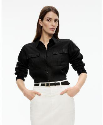 Witchery - French Linen Pocket Detail Shirt - Shirts & Polos (Black) French Linen Pocket Detail Shirt