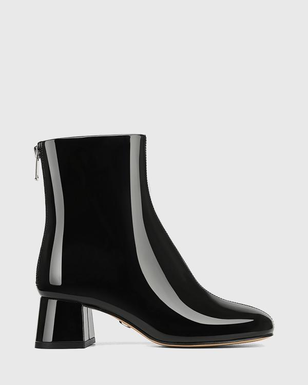 Wittner - Ines Patent Leather Block Heel Ankle Boots - Boots (Black) Ines Patent Leather Block Heel Ankle Boots