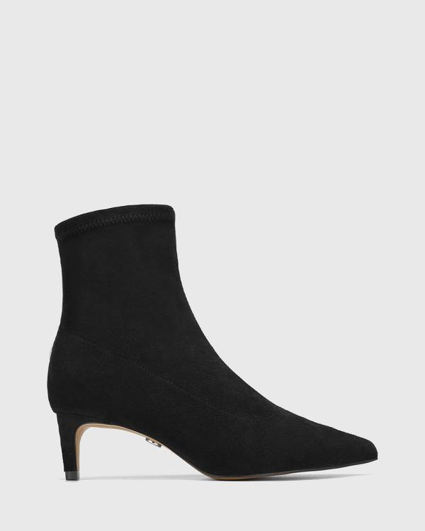 Wittner - Joan Suede Leather Kitten Heel Ankle Boots - Boots (Black) Joan Suede Leather Kitten Heel Ankle Boots