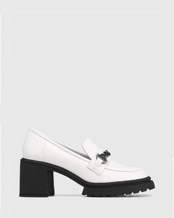 Wittner - Lexi Leather Chunky Heel Loafers - Casual Shoes (White) Lexi Leather Chunky Heel Loafers