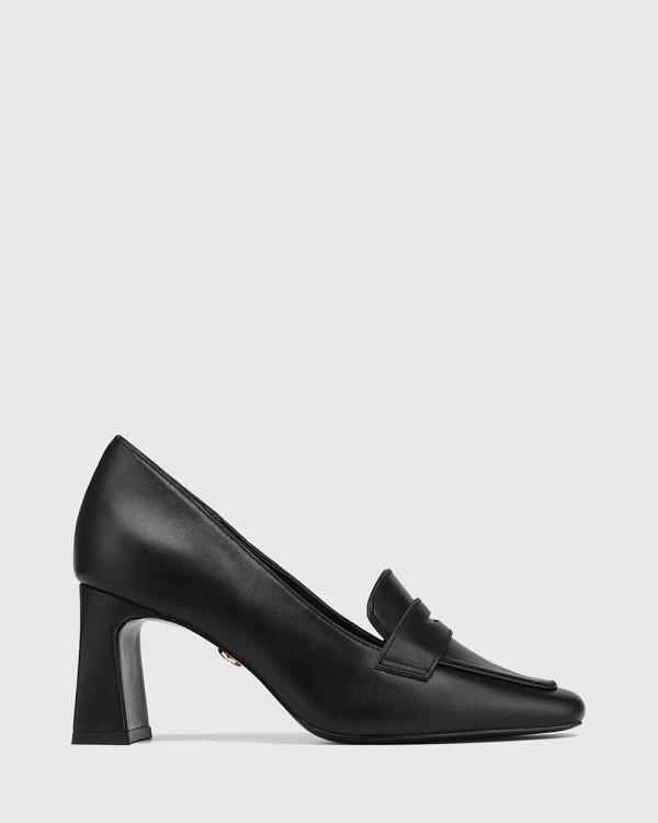 Wittner - Odelle Leather Block Heel Loafers - All Pumps (Black) Odelle Leather Block Heel Loafers