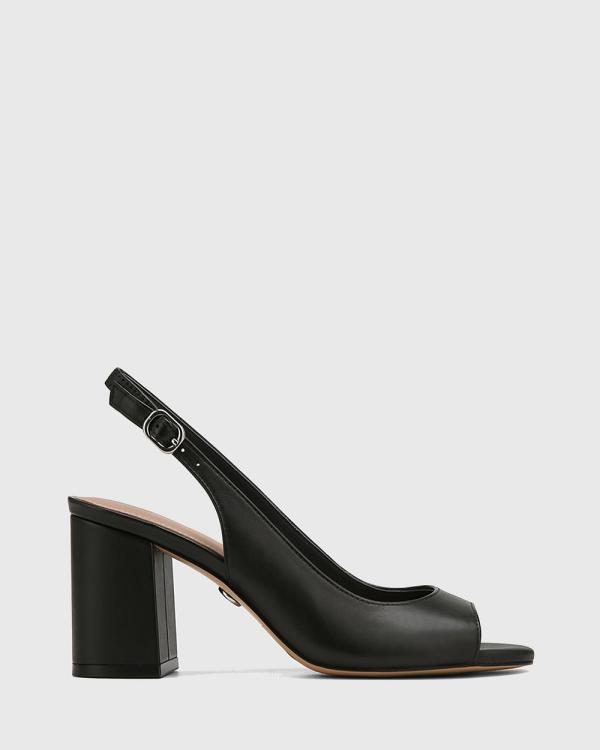 Wittner - Olivya Leather Block Heel Sandals - Sandals (Black) Olivya Leather Block Heel Sandals